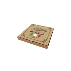 Κουτί Πίτσας Μικροβέλε, σχέδιο Pizza Καφέ, 26x26x4.2cm (τιμή για 100 τεμάχια) /PZ-BR