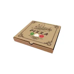 Κουτί Πίτσας Μικροβέλε, σχέδιο Pizza Καφέ, 35x35x4.2cm (τιμή για 100 τεμάχια) /PZ-BR