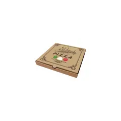 Κουτί Πίτσας Μικροβέλε, σχέδιο Pizza Καφέ, 22x22x4.2cm (τιμή για 100 τεμάχια) /PZ-BR