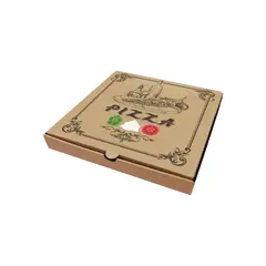 Κουτί Πίτσας Μικροβέλε, σχέδιο Pizza Καφέ, 36x36x4.2cm (τιμή για 100 τεμάχια)  /PZ-BR