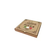Κουτί Πίτσας Μικροβέλε, σχέδιο Pizza Καφέ, 24x24x4.2cm (τιμή για 100 τεμάχια) /PZ-BR