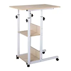Z.EM48,1 LIFT Βοηθητικό Τραπεζάκι Μέταλλο Βαφή Άσπρο - Απόχρωση Maple 60x40x78/92cm