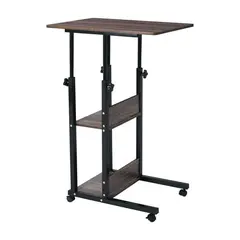 Z.EM48,2  LIFT Βοηθητικό Τραπεζάκι Μέταλλο Βαφή Μαύρο - Απόχρωση Σκούρο Καρυδί 60x40x78/92cm