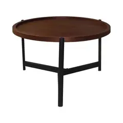 Z.EM9609,2 TOSS Τραπεζάκι Σαλονιού Καθιστικού Μέταλλο Βαφή Μαύρο - Καρυδί Φ70xΥ40cm