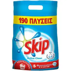 Σκόνη πλυντηρίων ρούχων 12.35KG, 190 πλύσεις, με ένζυμα, Active Powder SKIP-7518301 /12.35KG