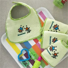 Σετ 4 τμχ. Σαλιάρες Βρεφικές, Μπάμπουρας, 20x29cm, Πράσινο ZOU-BD-310