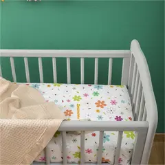 Σετ Βρεφικά Σεντόνια Λίκνου, 70x110cm, 100% βαμβάκι, 200 κλωστές, Λουλούδι ZOU-BD-129