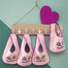 Σετ 4 τμχ. Σαλιάρες Βρεφικές, Πεταλούδα, 19x25cm, Ροζ ZOU-BD-301