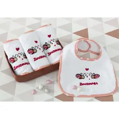 Σετ 4 τμχ. Σαλιάρες Βρεφικές, Πασχαλίτσα, 20x29cm, Λευκό ZOU-BD-307