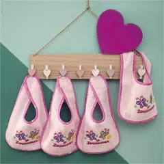 Σετ 4 τμχ. Σαλιάρες Βρεφικές, Πεταλούδα, 20x29cm, Ροζ ZOU-BD-313