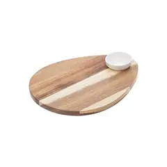Ξύλινος δίσκος σερβιρίσματος με 1 μπωλ dip, 32x26x1.5cm, Leone S5029