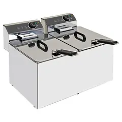 Φριτέζα Διπλή, 2x7lt Λάδι, 9000W Τριφασική(380V), XDOME XDF77LS
