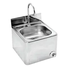 Νιπτήρας υγιεινής, INOX, επιτοίχιος, με διακόπτη στο γόνατο, 38.5x38.5x37.5cm, XDOME XDLMP385PT