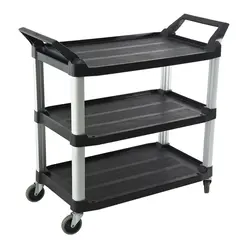 Καρότσι πλαστικό 3 ράφια, έως 135Kg, 103.2x50.8x96cm, Trust TR.4021/BK