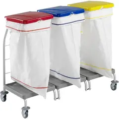 Καρότσι απλύτων (λινών) για 3 σάκους 70 Lt (δεν περιλαμβάνονται) με καπάκι, TTS Cleaning DUST-4164