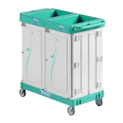 Καρότσι καθαριότητας πλαστικό 2 κλειστών χώρων με συρτάρι, γκρι TTS Cleaning LINE-410S