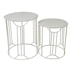 ΣΕΤ ΤΡΑΠΕΖΑΚΙΑ ΜΕΤΑΛΛΙΚΑ ΣΤΡΟΓΓΥΛΑ ΜΠΕΖ ΑΝΤΙΚΕ 48x57εκ./42x48εκ. ANKOR 814312