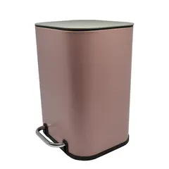 778089 Πεντάλ 5lt ανοξείδωτο, ορθογώνιο σε ροζ ματ χρώμα και γκρί καπάκι