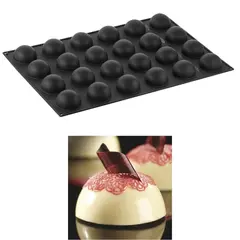 Αντικολλητικό καλούπι σιλικόνης, 60x40cm, 24 x Semispfere φ7xΥ4cm, 120ml, Pavoni PX001