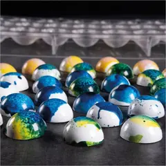 Αντικολλητικό καλούπι σιλικόνης, 27.5x17.5cm, 24 x Semispfere φ3xΥ1.5cm, 7gr, Pavoni PC5017FR