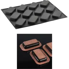 Αντικολλητικό καλούπι σιλικόνης, 40x30cm, 12 x Ορθογώνια 9.2x5xΥ1.5cm, 67ml, Pavoni PX4337S