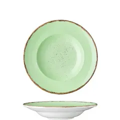 Πιάτο Ζυμαρικών πορσελάνης 27cm, Πράσινο ανοιχτό, σειρά 360, LUKANDA (τιμή για 6 τεμάχια) 360A-PP-27