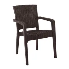 Z.E303,4  LORA Πολυθρόνα Κήπου Στοιβαζόμενη, PP (Rattan Look) Απόχρωση Καφέ Σκούρο 57x57x87cm