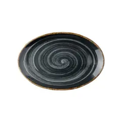 Πιάτο Οβαλ πορσελάνης, 31cm, Γκρίζο-Μπλε, σειρά TWISTER, LUKANDA TWI-OP-31