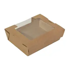 Χάρτινο κουτί, Kraft με παράθυρο, 17.5x13x6cm, μιας χρήσης, ROIS Bros (Τιμή για 360 τεμάχια) P011856/P009257