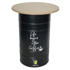 Τραπέζι Τύπου Βαρέλι με Ξύλινο Καπάκι Φ70x90cm απο Γαλβαζισμένη Λαμαρίνα 40.20.405