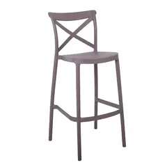 Z.E388,3 DESTINY Σκαμπό BAR με Πλάτη, PP Mocha, Στοιβαζόμενο 50x53x75/108cm