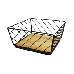 ΦΡΟΥΤΙΕΡΑ ΜΕΤΑΛΛΙΚΗ ΜΑΥΡΗ ΜΕ ΞΥΛΟ 23x23x11εκ. ANKOR 819652