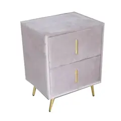 Ε8803,Κ12 PASSION Κομοδίνο με 2 Συρτάρια, Ύφασμα Velure Απόχρωση Cappuccino 51x40x65cm