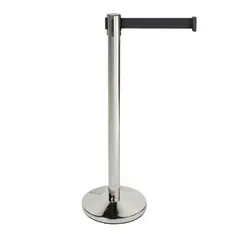 Ανοξειδωτο διαχωριστικό κολωνάκι, SS201, με μαύρο ιμάντα 2μ., φ32x95cm  (Η Τιμή Αφορά 2 τεμάχια) 241-211