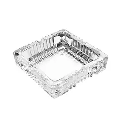 Γυάλινo Σταχτοδοχείο τετράγωνο, σκαλιστό, μεγάλο, 15x15x3.5cm (Η τιμή αφορά 12 τεμάχια) G1016-2