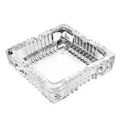 Γυάλινo Σταχτοδοχείο τετράγωνο (Set 16 Τεμ.), σκαλιστό, γίγας, 17x17x3.5cm G1016-1