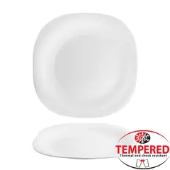 Πιάτο Οπαλίνης Ρηχό 26x26cm, Λευκό, Tempered, Σειρά Boreal, CoK Spain (Η τιμή αφορά 12 τεμάχια) BOREAL-FP-2626