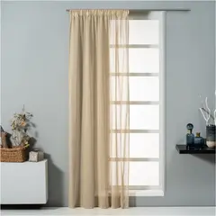 Κουρτίνα Polylinen 140x270h cm, 140gsm, 20/20/60% linen/cotton/pol., μπεζ, με τρέσα, Artisti Italiani AI-IR-11872