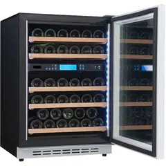 Βιτρίνα κρασιών, διζωνική, 150Lt, 46 φυάλες, 5 ράφια, 120W, 59x60xΥ86cm, KARAMCOH46D