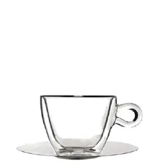 Γυάλινο Φλυτζάνι με inox πιατάκι, διπλών τοιχωμάτων 30cl, Luigi Bormioli (τιμή για 2 τεμάχια) THERMIC-CUP/30CL