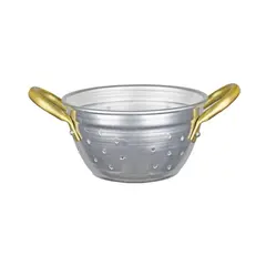 Ψωμιέρα Αλουμινίου τρυπητή, Φ18x9cm, με χρυσά χερούλια (Τιμή για 4 τεμάχια) AL-BGD-18