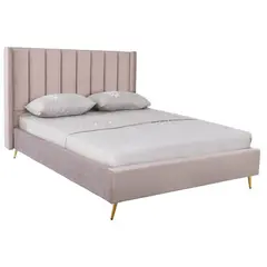 Z.E8803,1 PASSION  Κρεβάτι Διπλό για Στρώμα 160x200cm, Ύφασμα Velure Απόχρωση Cappuccino