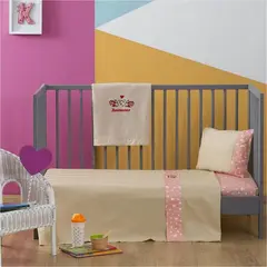 Σετ Σεντόνια Κούνιας, 120x160cm & Μαξιλαροθήκη 30x40cm, 100% βαμβάκι, 200 κλωστές, με κέντημα Πασχαλίτσα ZOU-BD-011 (Το σετ περιλαμβάνει 1 κατωσέντονο,1 πανωσέντονο και 1 μαξιλαροθήκη)