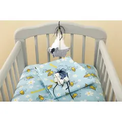 Σετ Βρεφικά Σεντόνια Λίκνου, 70x110cm, 100% βαμβάκι, 200 κλωστές, Μέλισσα ZOU-BD-126 (Το σετ περιλαμβάνει 1 κατωσέντονο,1 πανωσέντονο και 1 μαξιλαροθήκη)