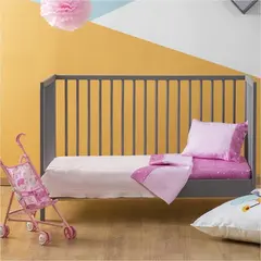 Σετ Σεντόνια Κούνιας, 120x160cm & Μαξιλαροθήκη 30x40cm, 100% βαμβάκι, 200 κλωστές, με κέντημα Πεταλούδα ZOU-BD-010 (Το σετ περιλαμβάνει 1 κατωσέντονο,1 πανωσέντονο και 1 μαξιλαροθήκη)