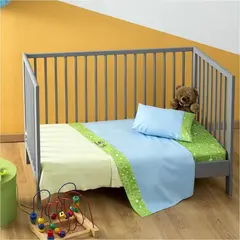 Σετ Σεντόνια Κούνιας, 120x160cm & Μαξιλαροθήκη 30x40cm, 100% βαμβάκι, 200 κλωστές, με κέντημα Μπάπουρας ZOU-BD-009 (Το σετ περιλαμβάνει 1 κατωσέντονο,1 πανωσέντονο και 1 μαξιλαροθήκη)