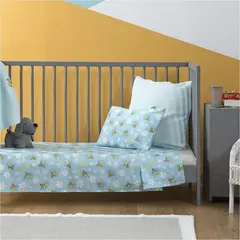 Σετ Σεντόνια Κούνιας, 120x160cm & Μαξιλαροθήκη 30x40cm, 100% βαμβάκι, 200 κλωστές, Μέλισσα ZOU-BD-001 (Το σετ περιλαμβάνει 1 κατωσέντονο,1 πανωσέντονο και 1 μαξιλαροθήκη)