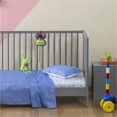 Σετ Σεντόνια Κούνιας, 120x160cm & Μαξιλαροθήκη 30x40cm, 100% βαμβάκι, 200 κλωστές, Μπάμπουρας, Γαλάζιο ZOU-BD-003 (Το σετ περιλαμβάνει 1 κατωσέντονο,1 πανωσέντονο και 1 μαξιλαροθήκη)