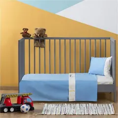 Σετ Σεντόνια Κούνιας, 120x160cm & Μαξιλαροθήκη 30x40cm, 100% βαμβάκι, 200 κλωστές, με κέντημα Μέλισσα ZOU-BD-006 (το σετ περιλαμβάνει 1 κατωσέντονο,1 πανωσέντονο  και 1 μαξιλαροθήκη)