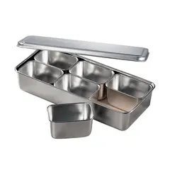 Δοχείο INOX με καπάκι, 32.8x14.8x6.3cm, 6 θήκες, made in Japan NISAKK12